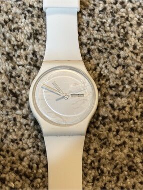 Swatch White Silicone Analog Wristwatch
